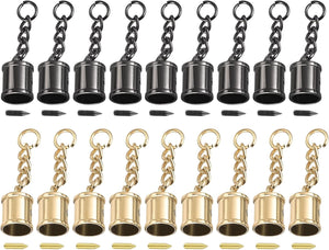 Tassel Cord End Cap with Screw, 18Pcs 0.51"/13mm Glue in Barrel End Caps for Tassel Jewelry Making Bag Strap DIY, Gold/Dark Grey
