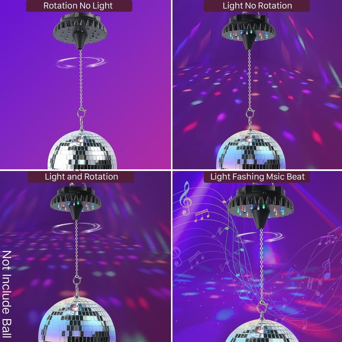 Balle de disco motorisée avec lumière : Rotateur de balle de disco rechargeable