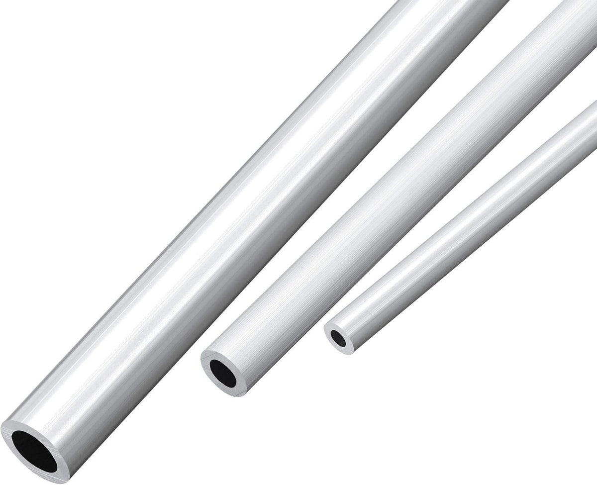 6063 Aluminum Tube, 4mm 5mm 6mm OD x 1mm Wall Thickness 300mm Length Seamless Round Pipe Tubing, Pack of 3