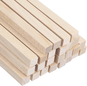 12 Pcs Wooden Dowel Rods, 9/32 x 12 Inch Square Unfinished Natural Wood Sticks Long Wooden Assorted Dowels Unfinished Hardwood Sticks for Craft DIY Projects Supplies