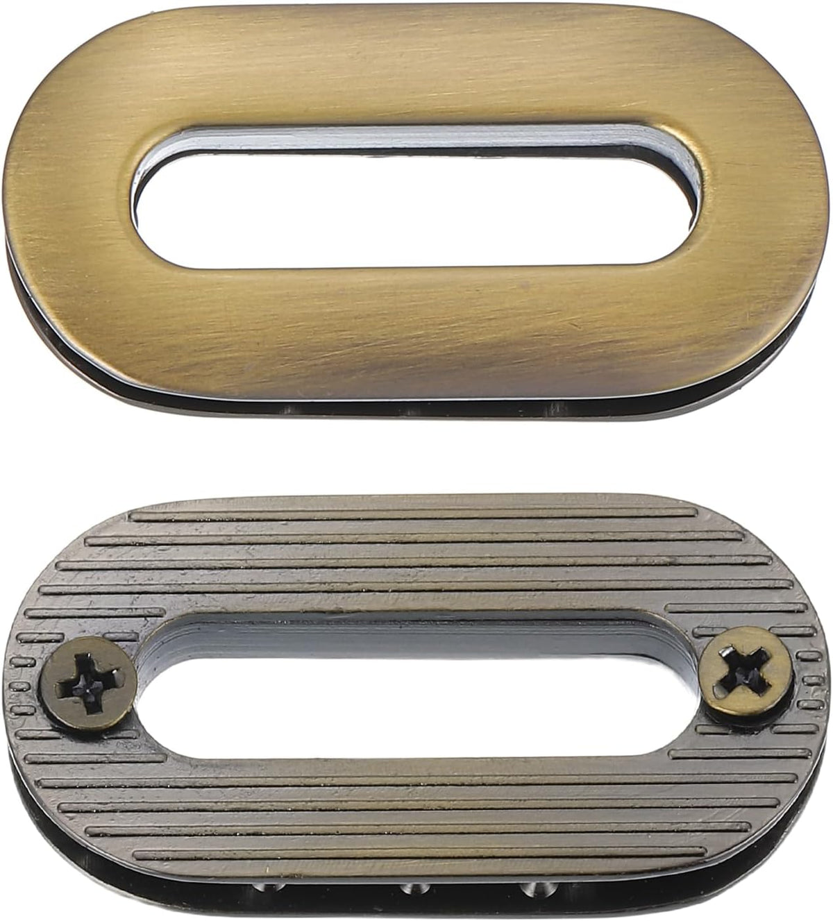 2Pcs Screw Together Grommets, 1-15/32 Inch Alloy Screw-in Oval Eyelets Grommets Bag Loop Curtain Grommets for DIY Sewing Clothes Leather Handbag Replacement, Brass