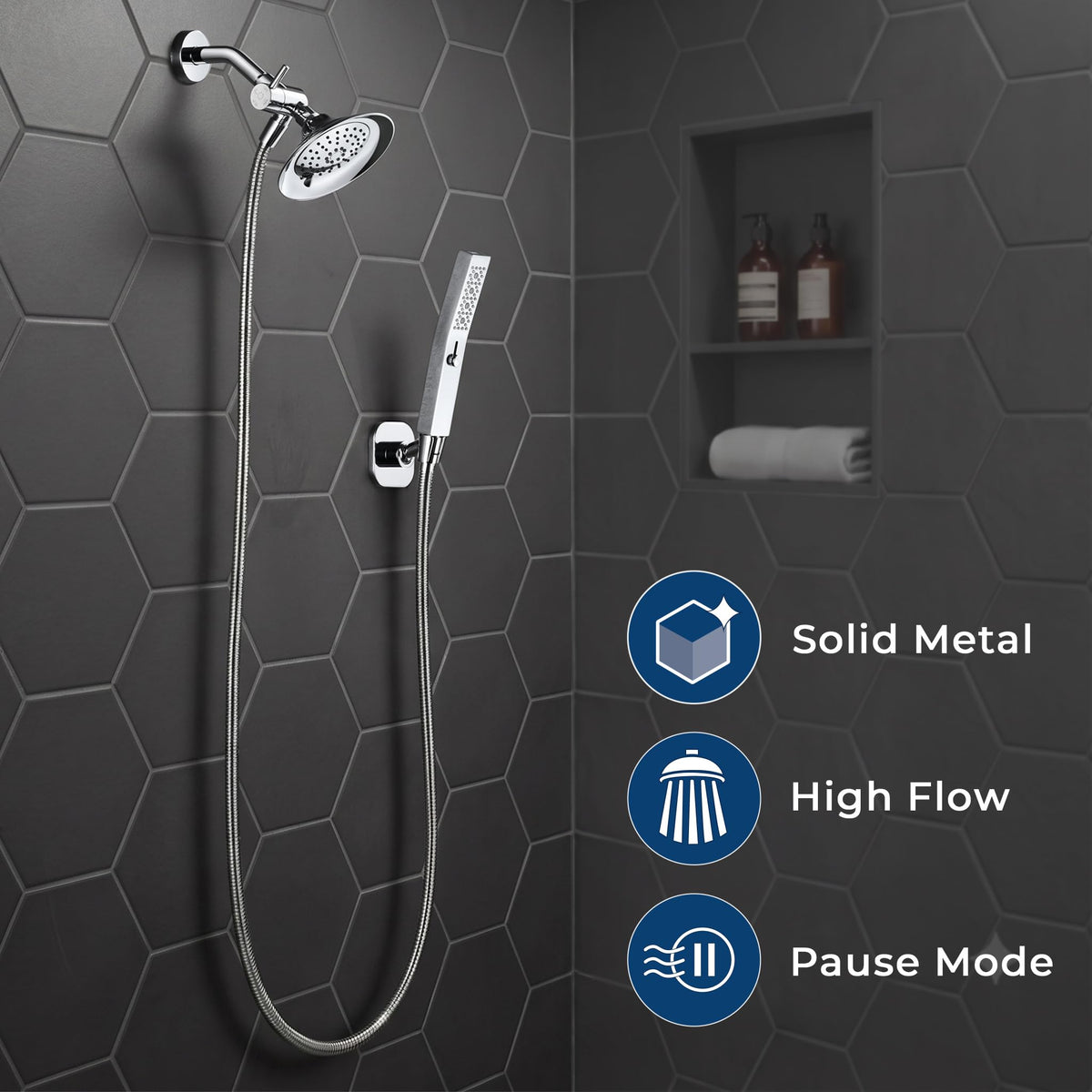 EnlaceMejor Válvula Desviadora de Baño de Metal Sólido de Alta Flujo (Cromo)