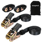 2 Pack Ratchet Straps Heavy Duty Tie-Downs Securing Straps, 1" x 5', Black