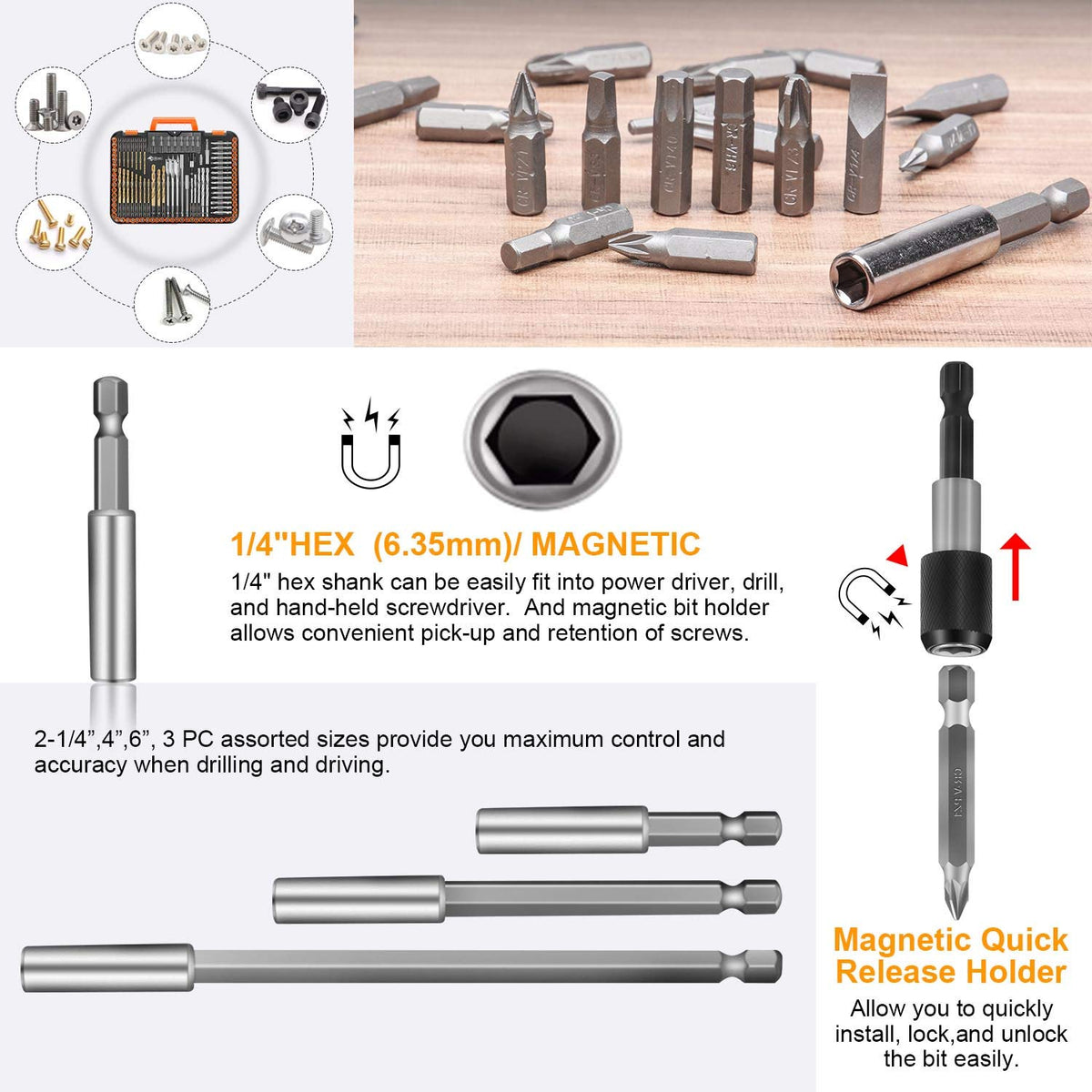 LinkMejor 112 PCS Conjunto de Brocas, Conjunto de Brocas de Tornillo con Caja Portátil