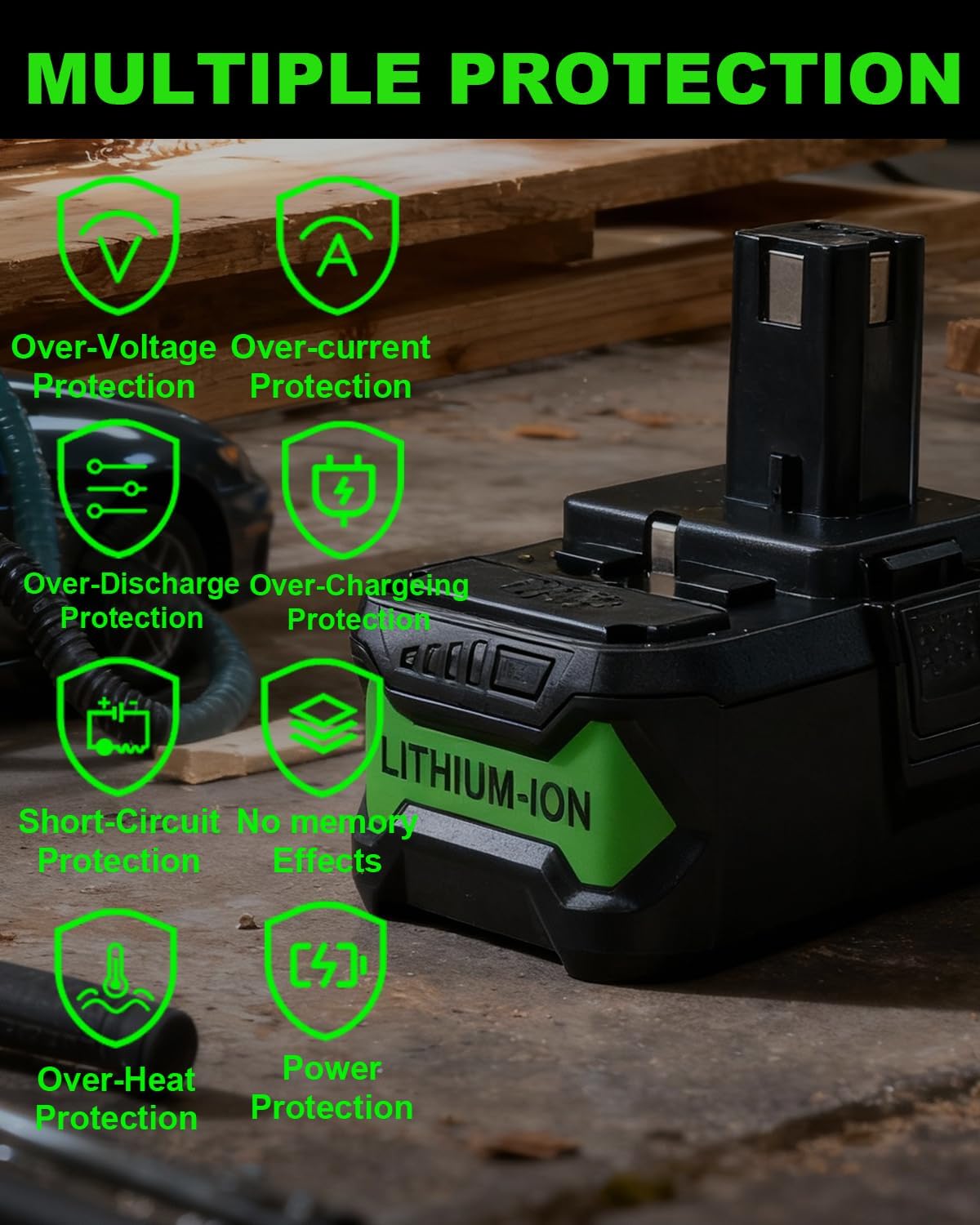 LinkMejor – Zastępcza bateria o pojemności 8000 mAh do 18V baterii Ryobi, 2 sztuki