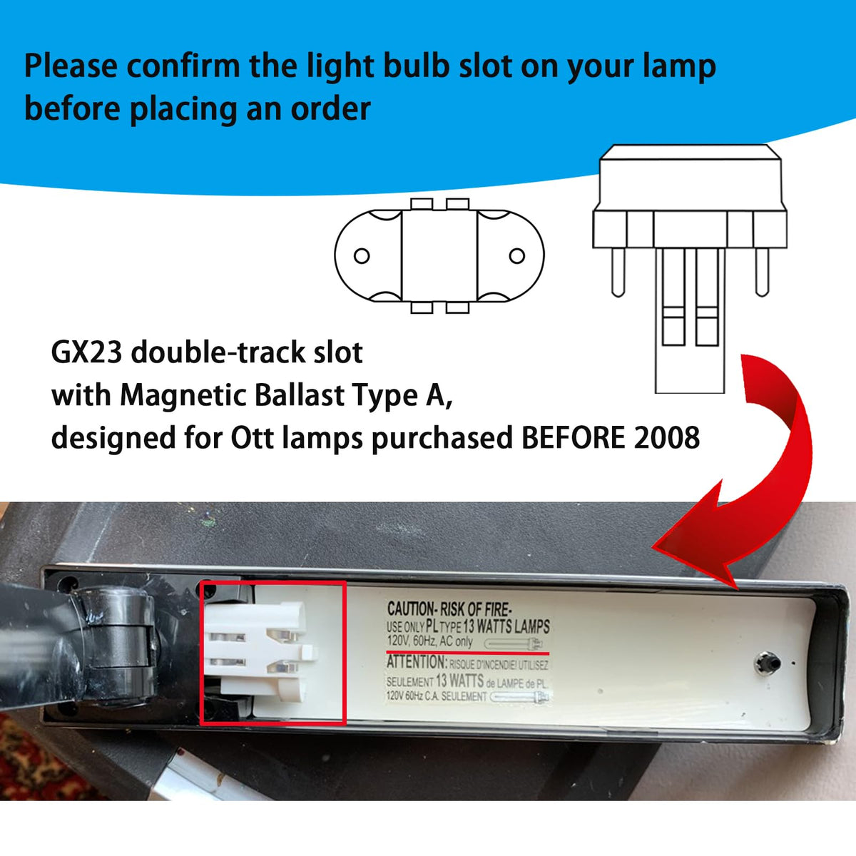 PL13-A-FFP 13W Typ A mit magnetischem Vorschaltgerät, Ersatz für Ottlite T13330