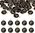 LinkMejor 52pcs Letter Charm, Enamel Letter Pendants, Alphabet P Pendants Double Sided Beads Charm for DIY Bracelet Necklace Pendants Earring Jewelry, Black