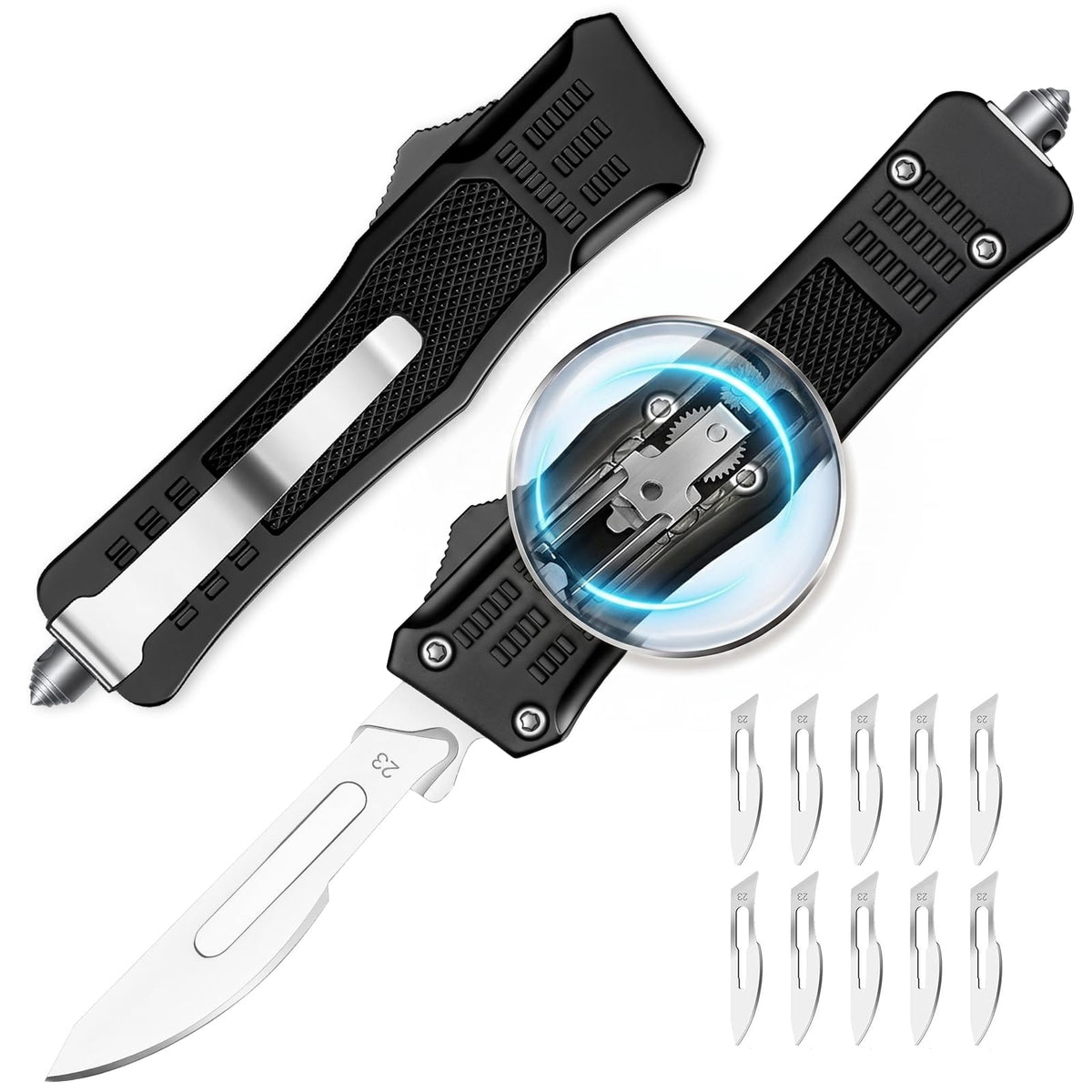 EDC teräskynsi automaattisesti takaisin vetävä hyötykynsi vaihdettava terä