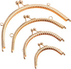 4Pcs Metal Purse Frame, 3.35"/4.13"/6.1"/8.07" Kiss Lock Clasp Frame Retro Arch Embossed Clutch Frame for Coin Purse Handbag Making DIY Craft, Light Gold