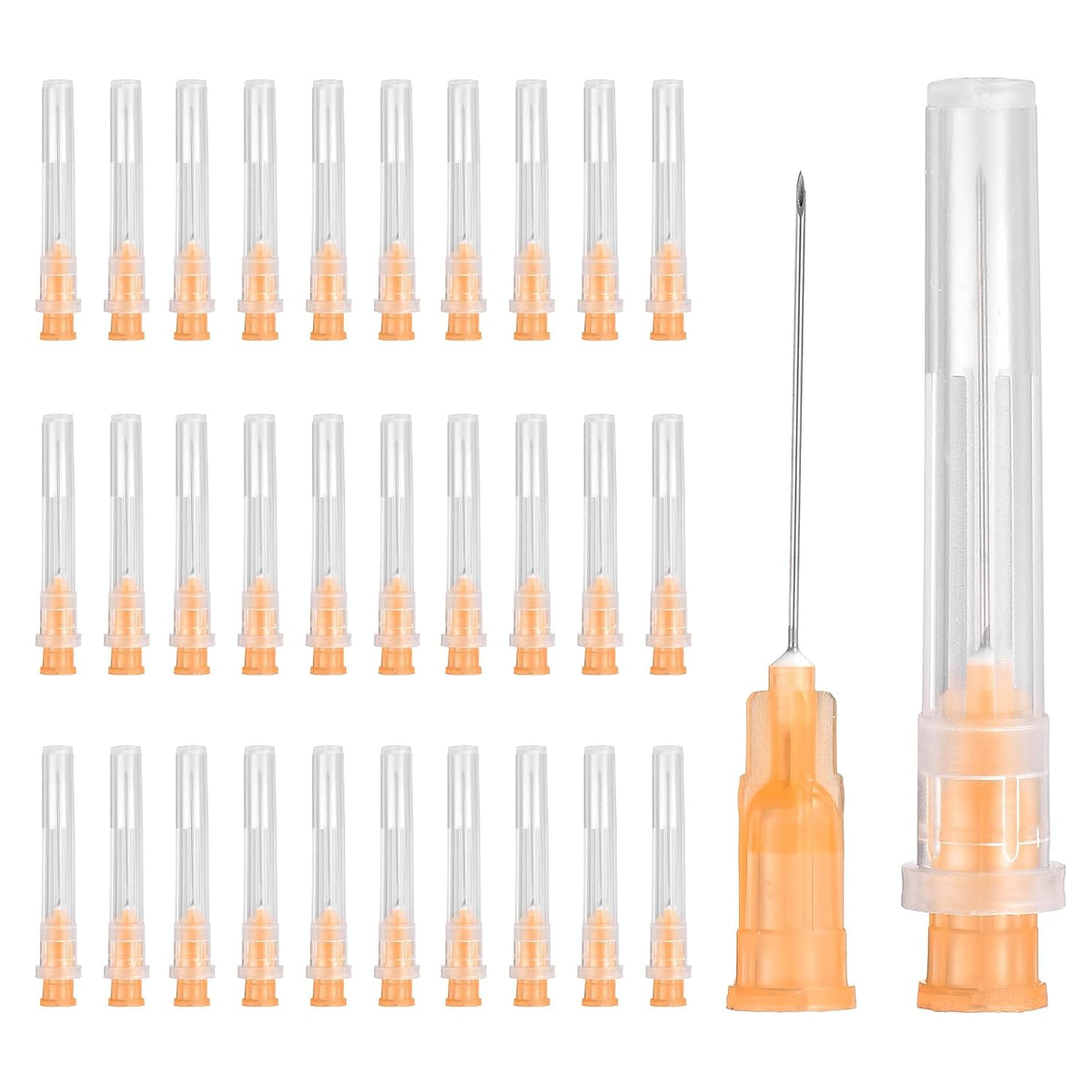 100 Pcs Dispensing Needle 25 Gauge 1 Inch, Luer Lock Lab Dispensing Needle, Stainless Steel Tips for Laboratory Industrial Dispensing Refilling Inks Liquid Glue, (Orange)