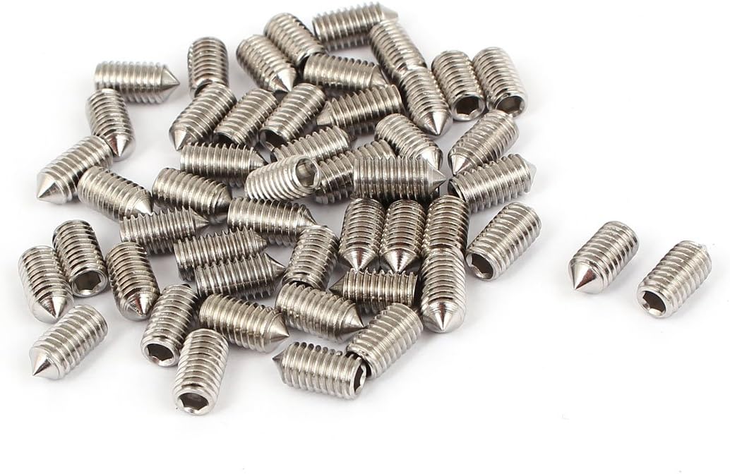 M5x10mm Stainless Steel Cone Point Hex Socket Grub Screws 50pcs