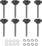 8pcs Star Clamping Knobs with Nuts Washers, M5 x 45mm Metric 304 Stainless Steel Male Thread 25mm 6-Star Plastic Head, Threaded Stud Hand Knobs Handles Thumb Screws, Black