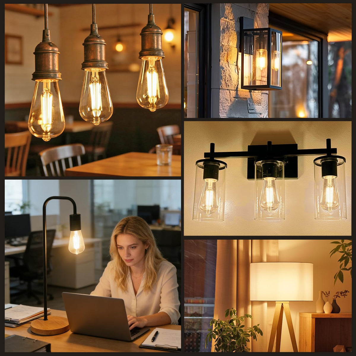 LinkMejor 4 sztuki lampy LED Edison z epoki, równoważne 6W, 60W, nie może być ustawiane na moc