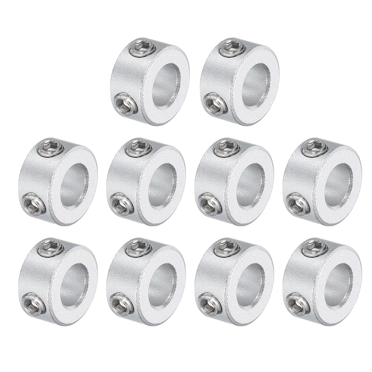 10pcs Set Screw Collars 6mm Bore, Aluminum Shaft Collars, 12mm OD and 6mm Thickness, Set Screw Clamp Collar, Stop Collar for Linear Rod Shaft Guide