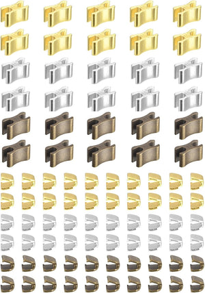 Zipper Slider Retainers, #5 Top Stoppers & Bottom Stops for Bags Coats Jackets Closed-end Zippers Replacing (Metallic Black, White Gold, Gold, 30 Sets)