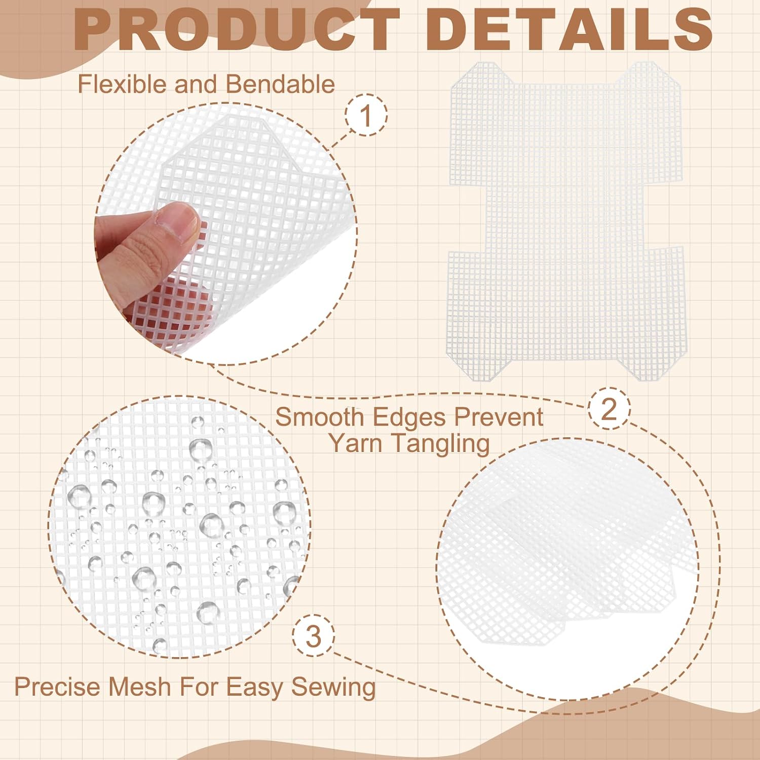 8Pcs Plastic Mesh Canvas Sheet, 10.3 x 7.3 Inch Plastic Mesh Sheet for Crochet Purse Making, Blank Canvas for Embroidery, Crafting, DIY Project, White