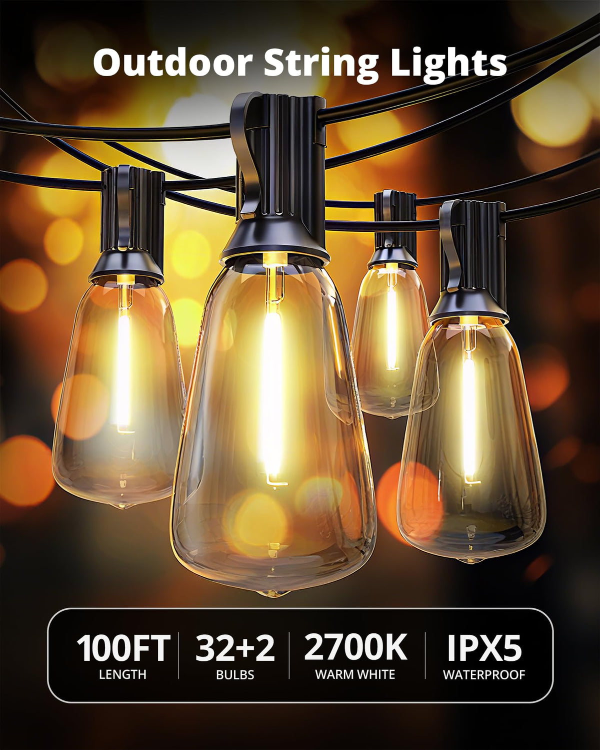 VIPAR Luminisuri Outdoor, 100FT ST38 Lămpi de Grădină IP65, Apărezibile pentru Exterior