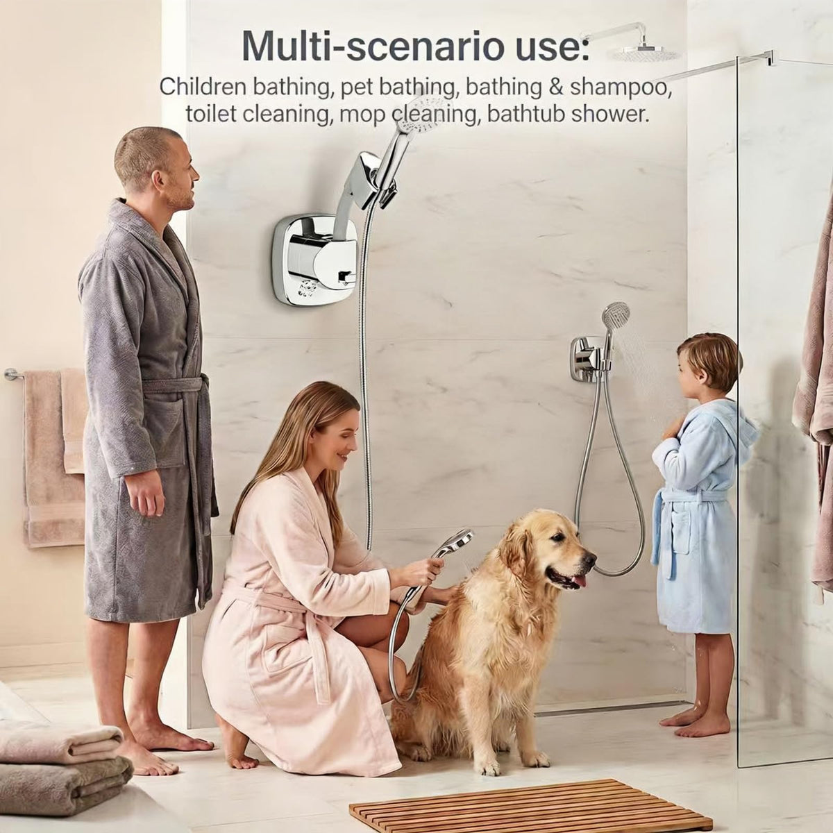 360° Swivel Shower Head Holder with Strong Suction Cup, Adjustable No Drill