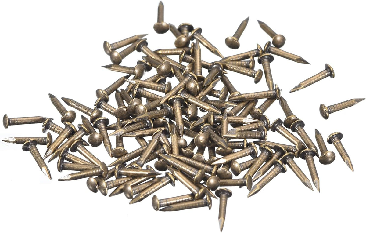 250 Pcs Small Tiny Nails 1.2mmx8mm(DxL) Tiny Brass Nails Hardware Nails Small Nail for Wooden DIY Decorative Boxes Household Accessories, Bronze Tone