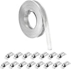304 Stainless Steel Hose Clamps, Cut-To-Fit 19.7 ft Metal Strap + 15 Stronger Fasteners Kit, Adjustable Worm Gear Band Hose Clamps for DIY Intercooler Pipe Plumbing Tube Fuel Line