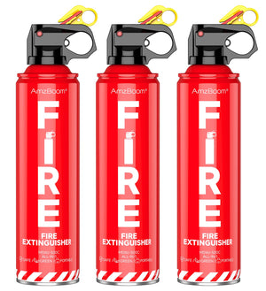 LinkMejor Stinjenitor de Foc pentru Casă, Mașină, Bucatarie și Barcă, Set de 3, Spray de Stinjenire Portabil Compat A, B, C, K – Include Buzunare de Montare pentru Acces Ușor.