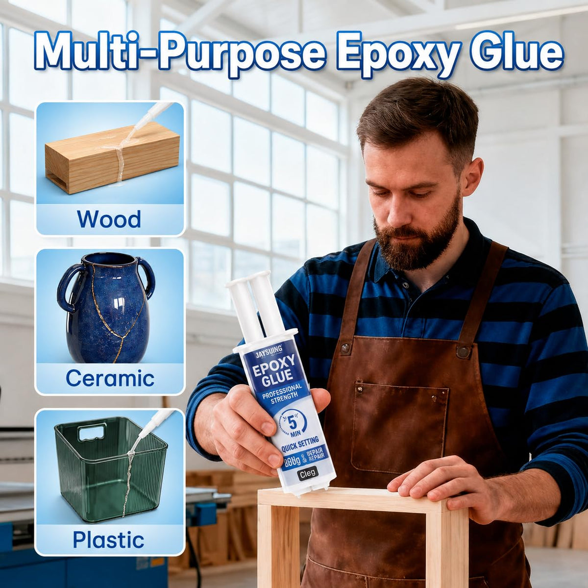 LinkMejor 5 Minutters Epoxy Lim, 3.4 oz Gennemsigtig 2 Komponent Epoxy