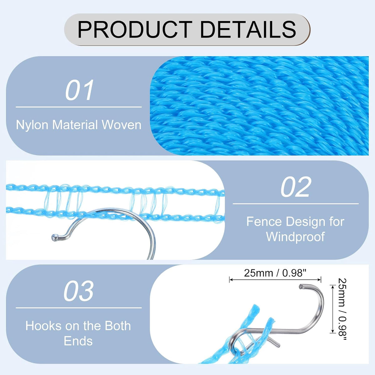 2 stuks 32,8 ft winddicht nylon washandraad, handige wasdraad voor kamperen, afneembare droogrek voor kleding, 2 kleuren