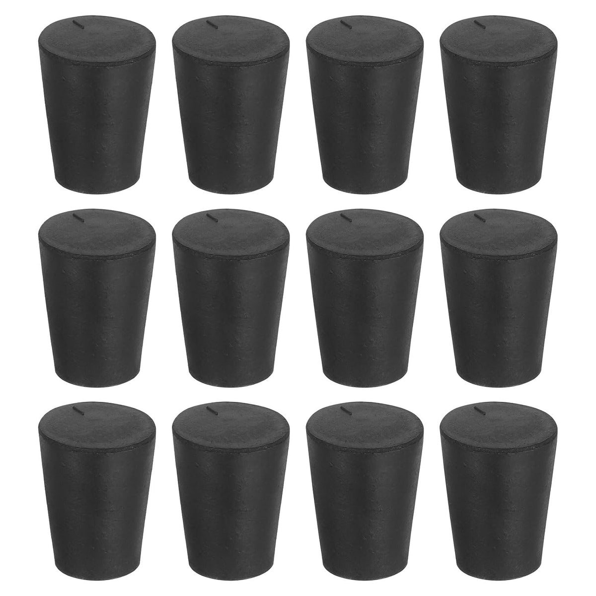 12 Pcs Solid Rubber Stopper, Tapered Lab Seal Tube Stopper Plug for Test Tube Flasks Glass Containers Industry and Laboratories, 19x14x25mm Black