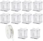 Clear Cake Box, 10Pcs 7"x7"x8" - Tall Cake Boxes with Ribbon for 4 Inch Cake Packing Carry - for Birthday Parties, Wedding (White)