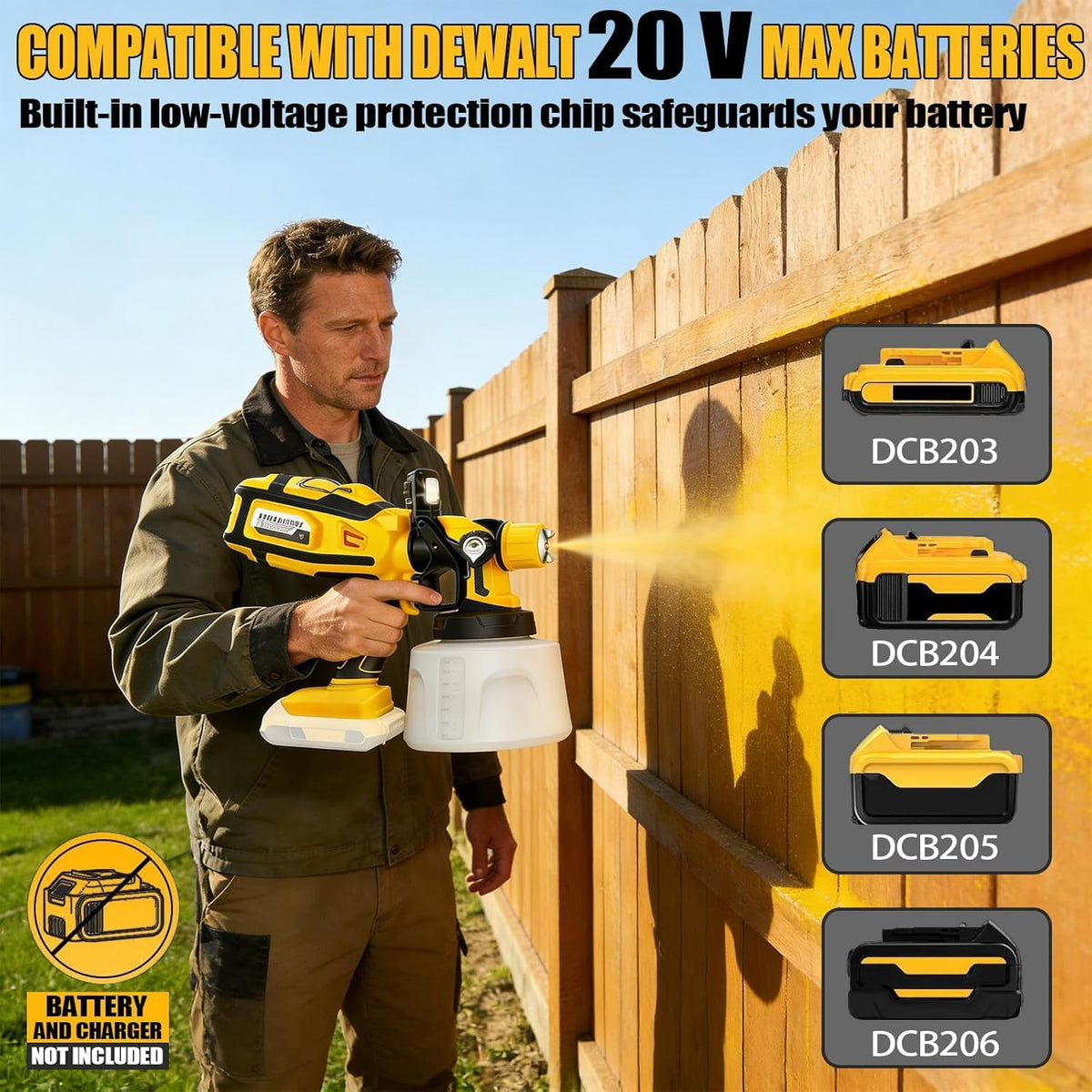 Lansă de vopsire fără fir compatibilă cu baterie DEWALT 20V MAX (Fără baterie)