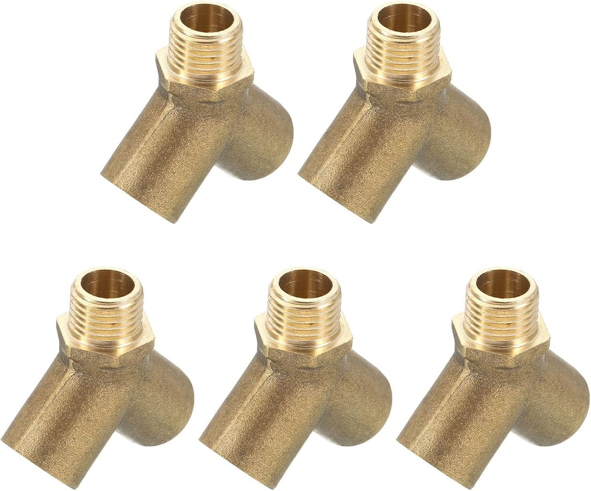 Brass Tee Pipe Fitting, 1/4" x 1/4" x 1/4" NPT 3 Way Y-Connector Fitting Coupler Adapter for Gas Transport Connect Pipelines, 5 Pcs