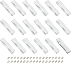 18Pcs Metal Belt Buckle End Tips, 1.54" Wide Rectangle Webbing Zipper Tips Clip Buckles with Screws for DIY Sewing Craft Purse Belt Repair, Silver