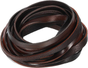 5.5 Yard 8mm Vintage Flat Leather Cord, 2mm Thick Leather Lacing Strips for DIY Crafts Making Bracelet Purse Strap (Coffee)