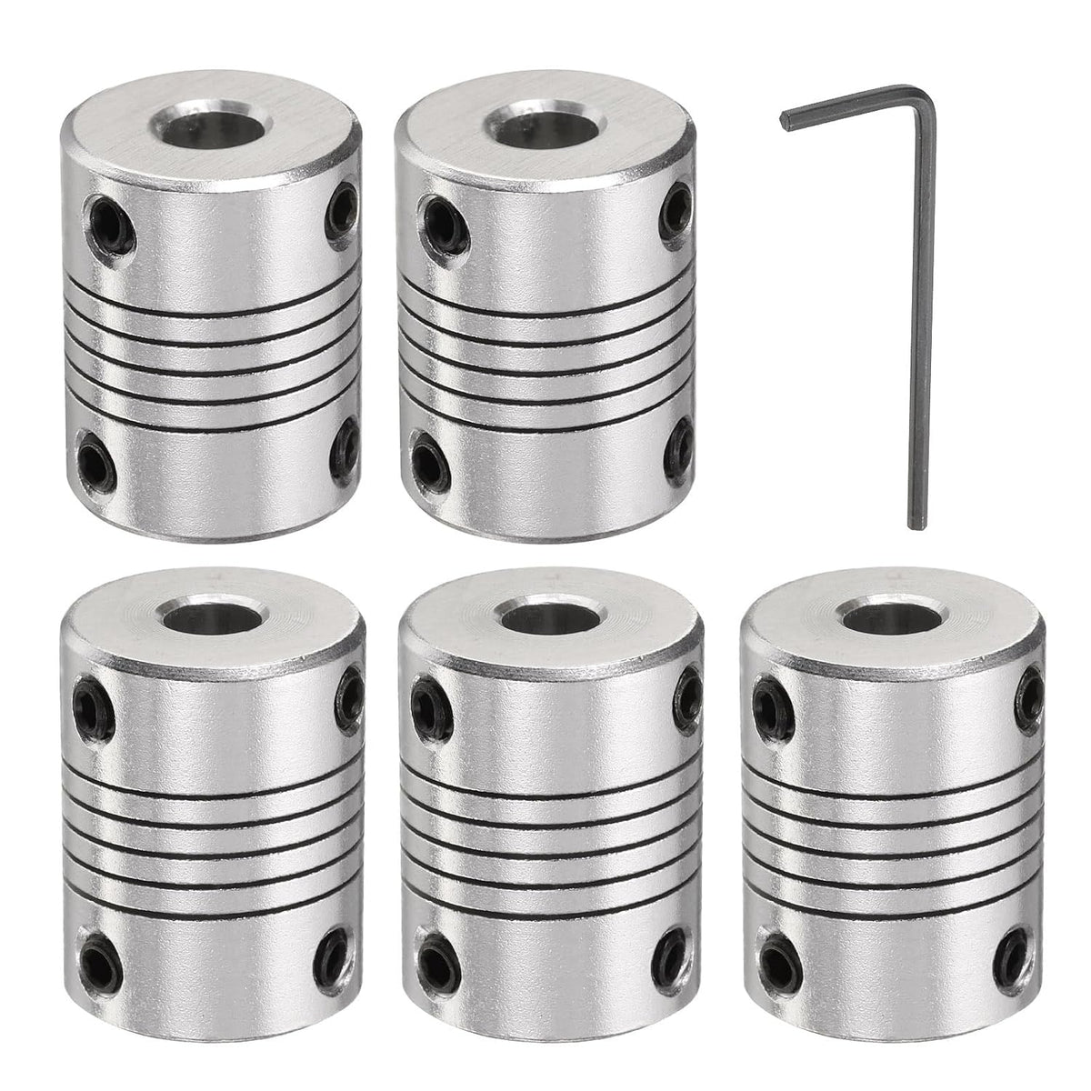 5 Pcs Aluminum Alloy Shaft Coupling 6.35mm to 6.35mm, Flexible Coupling Motor Connector Joint, Stepper Motor Coupler for CNC Machine & 3D Printer (L25xD19)