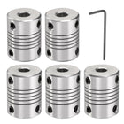 5 Pcs Aluminum Alloy Shaft Coupling 6.35mm to 6.35mm, Flexible Coupling Motor Connector Joint, Stepper Motor Coupler for CNC Machine & 3D Printer (L25xD19)