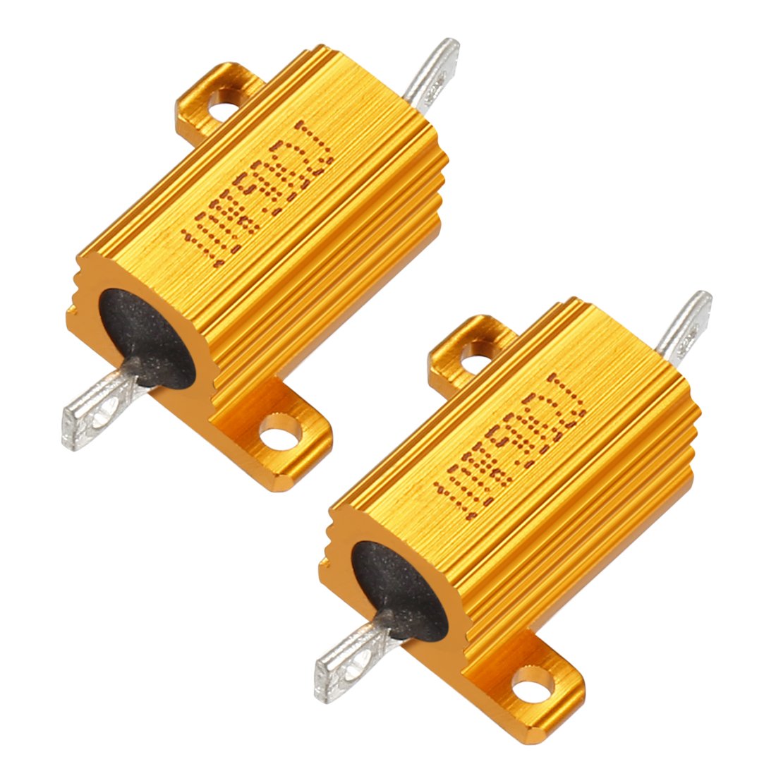 2 Pcs Aluminum Case Resistor 10W 50 Ohm Wirewound for LED Converter with Rod Post 10W50RJ