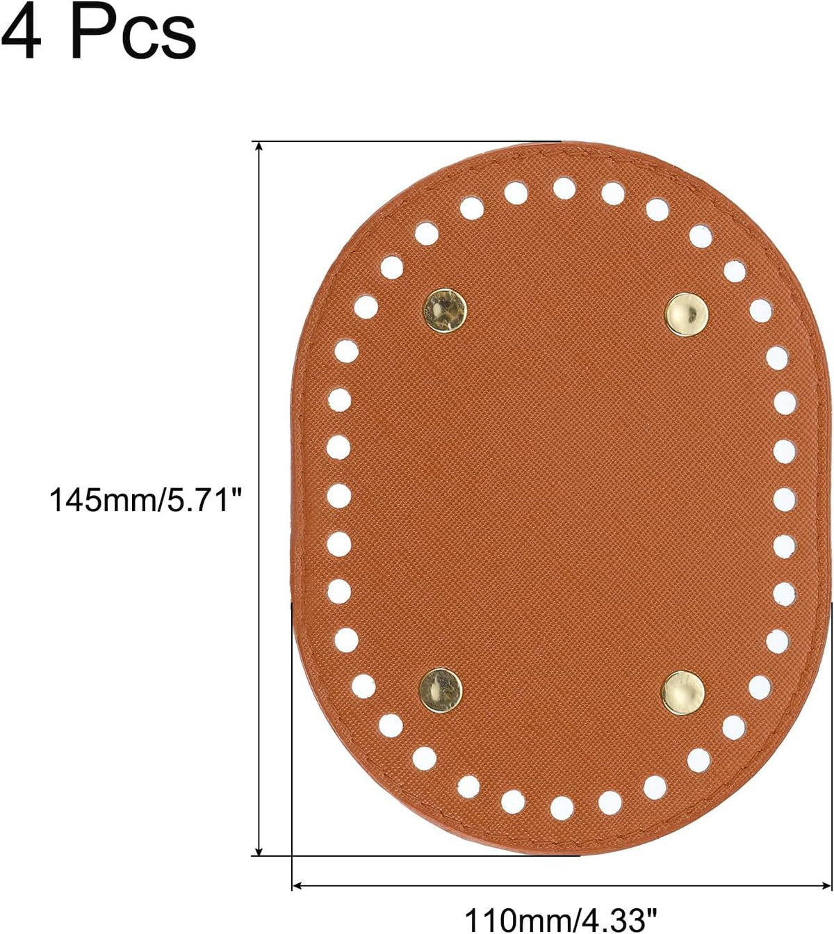 オーバルバッグボトムシェイパーパッド、4Pcs 145 x 110mm PUレザー袋クッションベース クロchetニットハンドバッグ用、シルバー