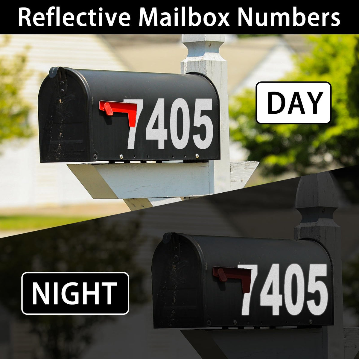 LinkMejor 3 Inch Numere Reflectante pentru Cutie Poștală Externă(0-9, 5 Seturi)