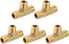 Brass Tee Pipe Fitting, G1/4" x G1/4" x G1/4" 3 Way T-Connector Coupler Adapter for Gas Transport Connect Pipelines, 5pcs