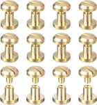 12Pack Brass Chicago Screws, 6x10mm Concave Screw Back Binding Post Nail Stud Rivets for DIY Leather Craft Belt Strap, Gold Tone