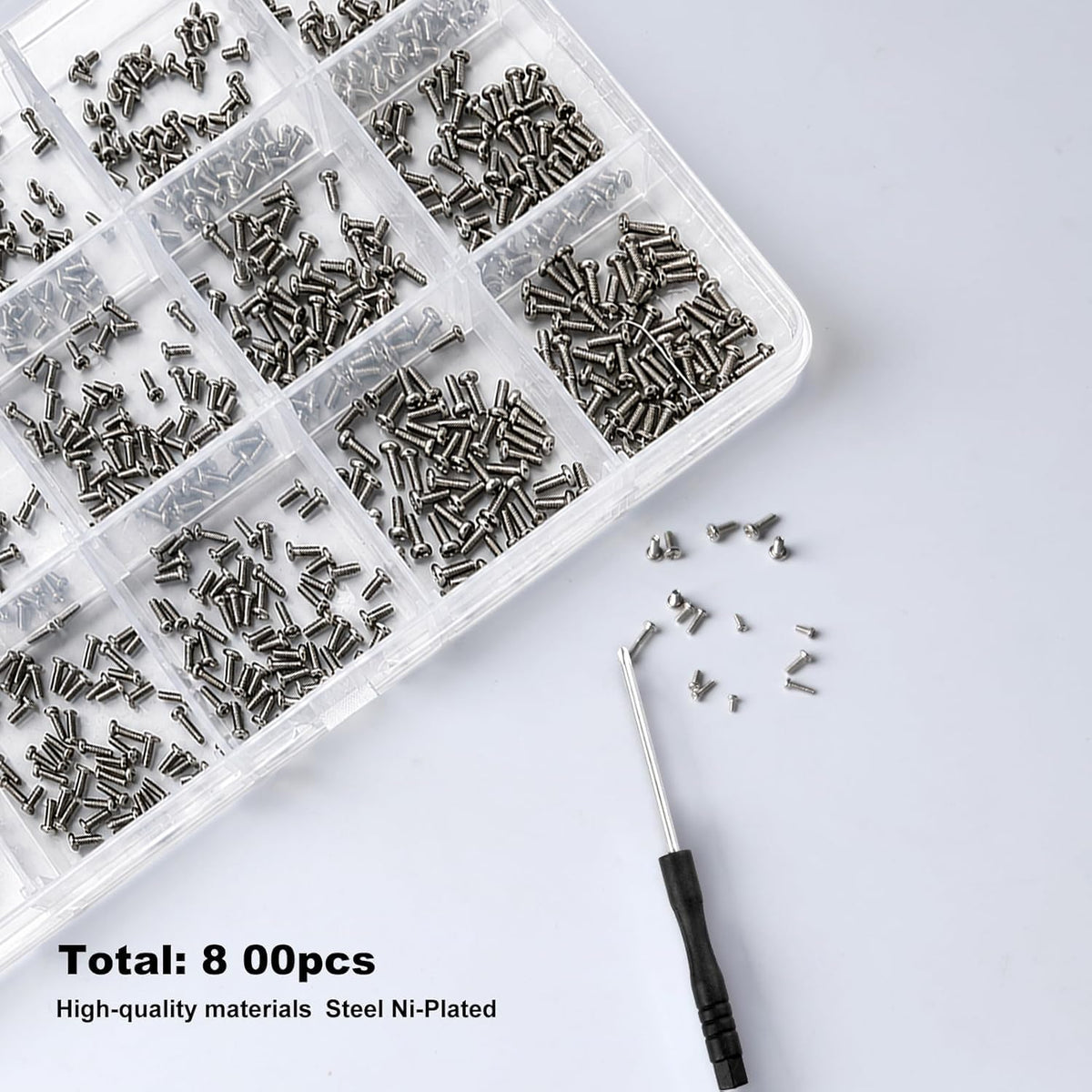 Tiny Screws for Electronics, 800 pcs Pan Head Machine Screws Assortment Kit