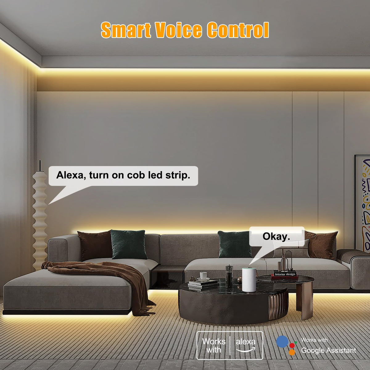 LinkMejor Smart WiFi Justerbar Hvid COB Led Strimmel med Fjernbetjening