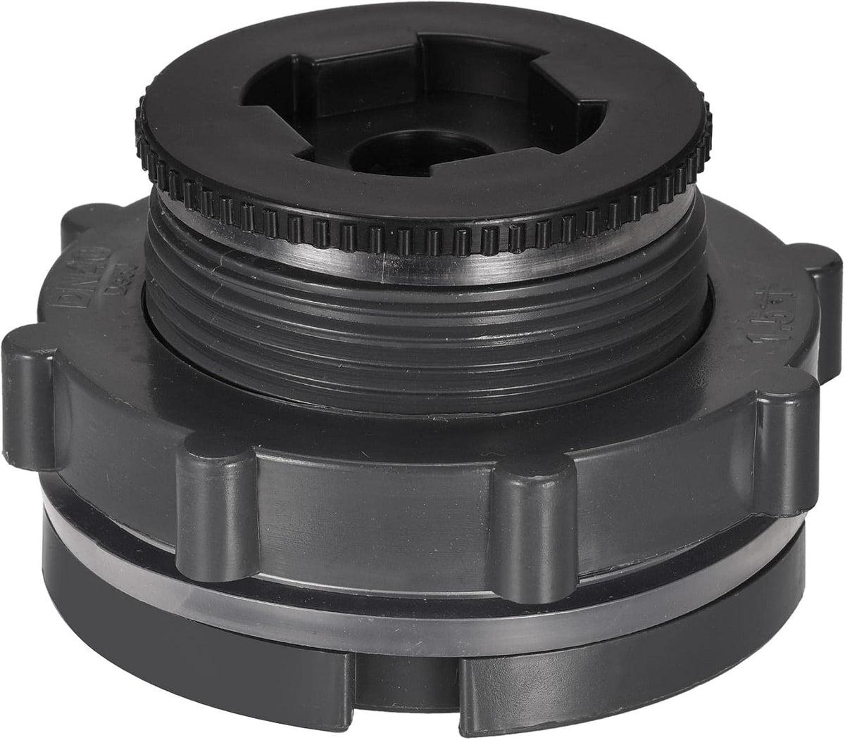 PVC Bulkhead Tank Adapter with Plug Fitting G1-1/2 Thread for Rain Buckets Water Tanks Ponds 1 Set