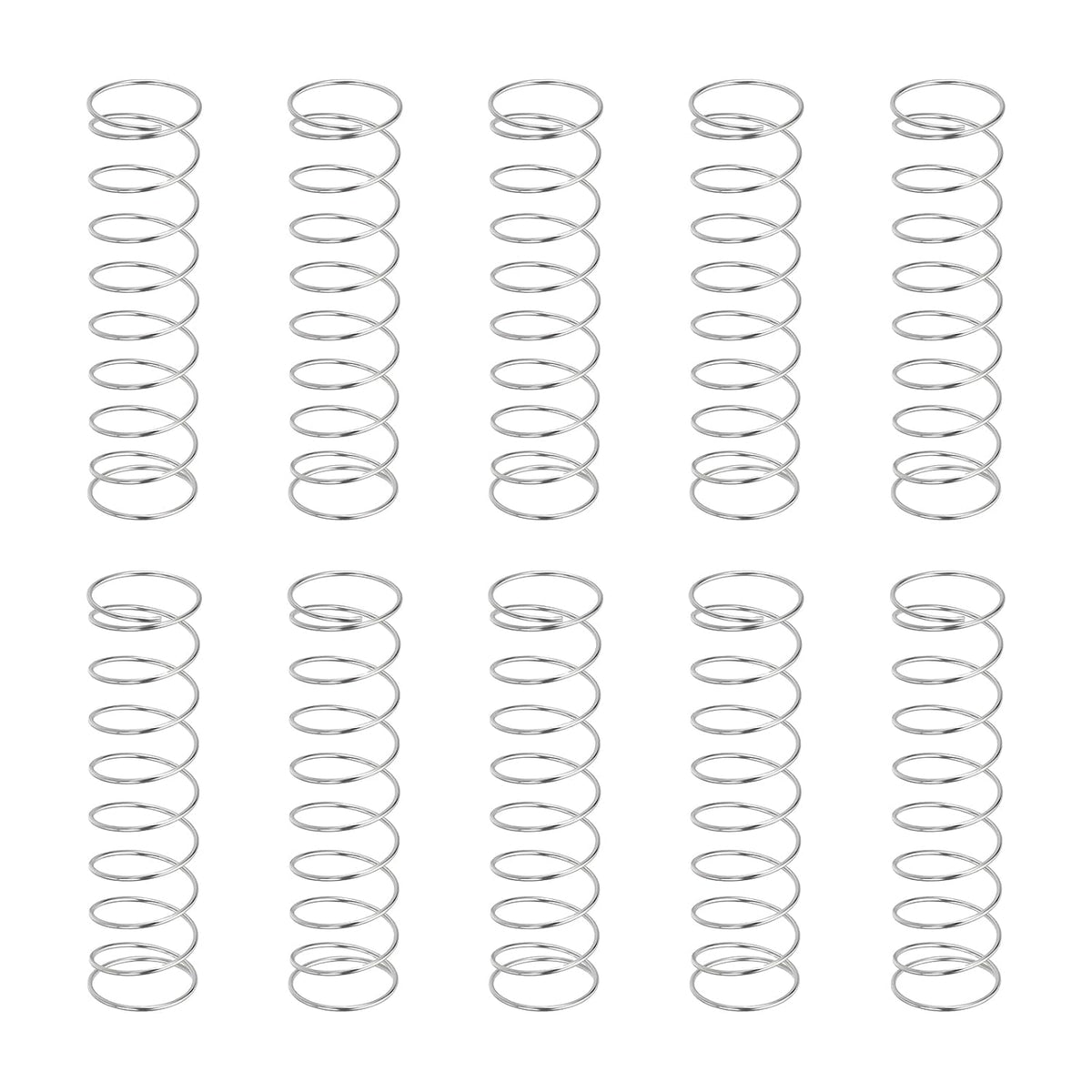 10Pcs Compression Springs, 0.6mm Wire Diameter x 12mm OD x 50mm Length 304 Stainless Steel Extension Spring Ballpoint Pen Pressure Springs for Shop Home Repairs, Silver