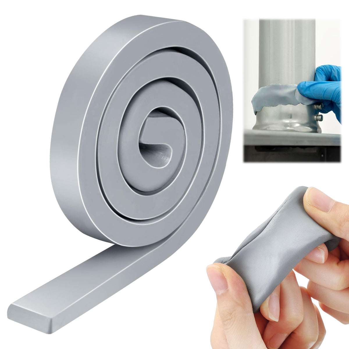 LinkMejor 1 Adet Esnek Silikon Putty 1.5 ft x 0.32 in Gri