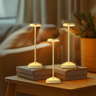 LinkMejor 3 Pack Liten Gull Ladbare Trådløs Bordlampe Dimbar