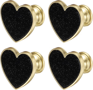 4Pcs Butoane pentru dulap, manere decorative in forma de inimă din aliaj de zinc, cu șuruburi pentru mobilier, dressing, dulap, negru