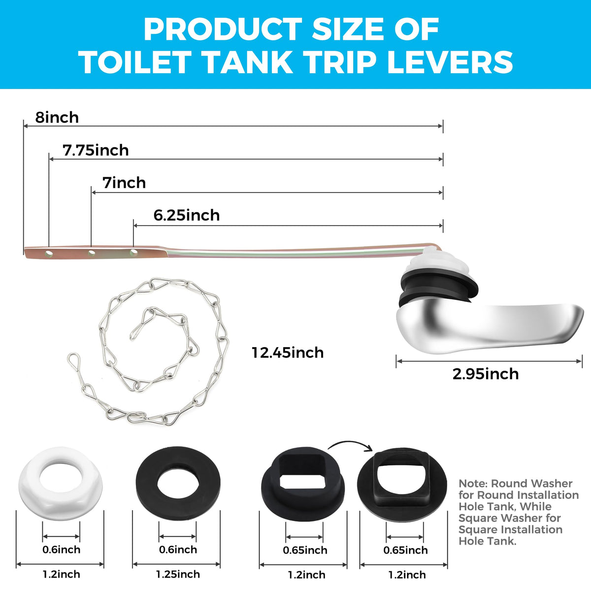 タイトル：LinkMejor 2パック フロントマウント トイレハンドルの交換キット 金属レバー付き