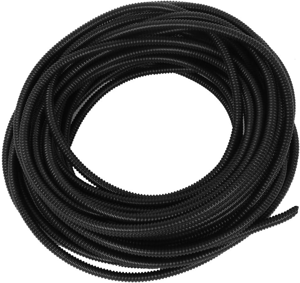 15 M 5 x 7 mm Plastic Flexible Corrugated Conduit Tube for Garden,Office Black