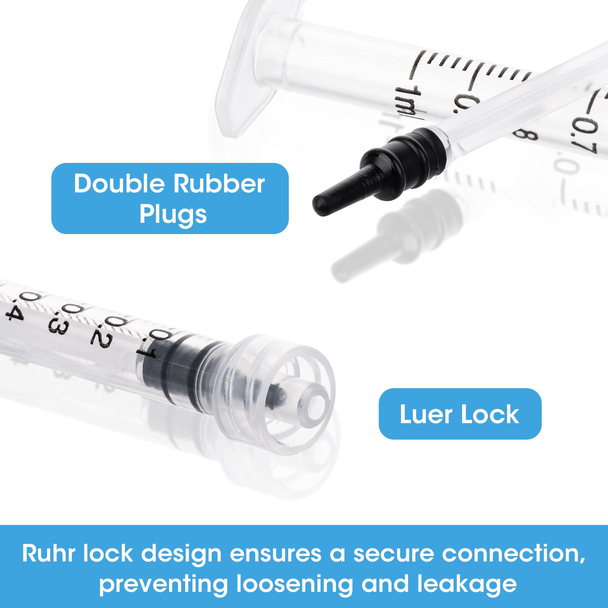 Seringi de 1ml cu 27Ga 1/2Inch Dispozitive Luer Lock Lab, 100Pachet